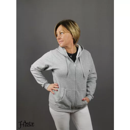 Szürke kapucnis pulóver - unisex