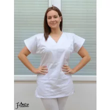 Fehér tunika, női munkaruha felső, női munkaruházat egészségügyi és óvodai dolgozóknak