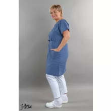 Sötétkék, fehér pöttyös munkaruha